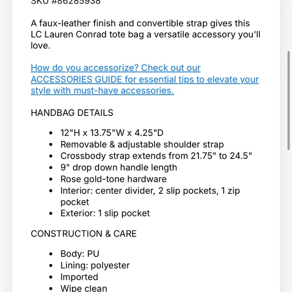 NWT LC Lauren Conrad Pink Striped Eyelet Presley Convertible Tote Bag - Picture 6 of 6